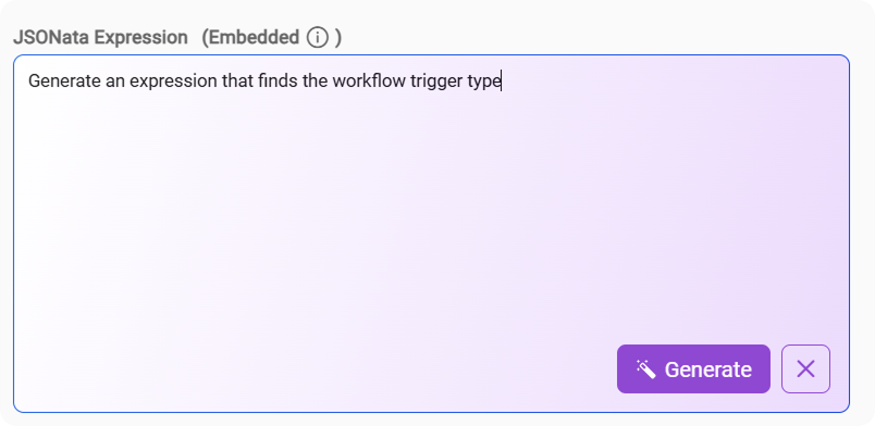 The Generate Expression panel with a natural language prompt field and Generate button.
