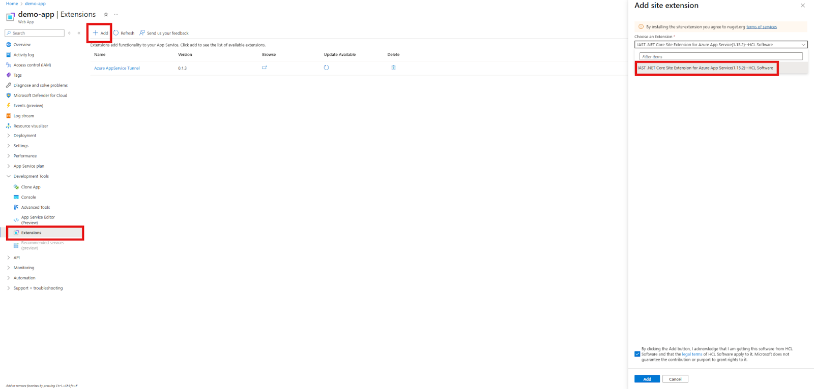 Image showing the sequence to add the extension.