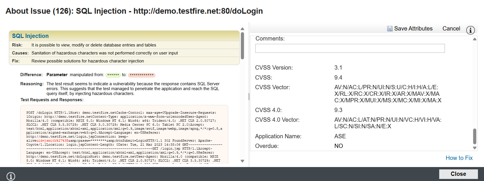 The About this Issue dialog for an issue.