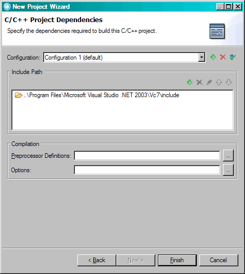 Project Dependencies dialog box