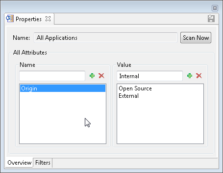 All Applications in Properties view