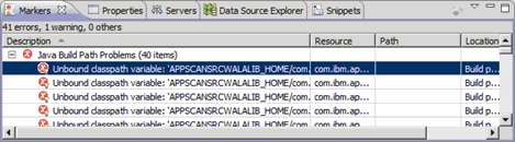 Java build path problems in the Markers view