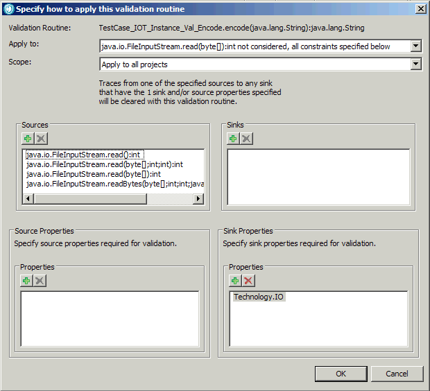 Boîte de dialogue Spécifiez comment appliquer cette routine de validation remplie