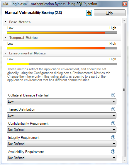 edited CVSS metrics for an issue