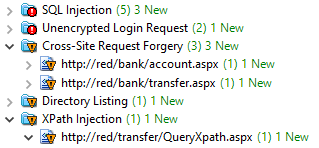 Illustration of Issue counters in the Result List for Incremental scans