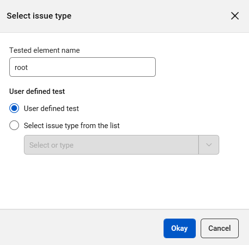The Select Issue Type dialog box