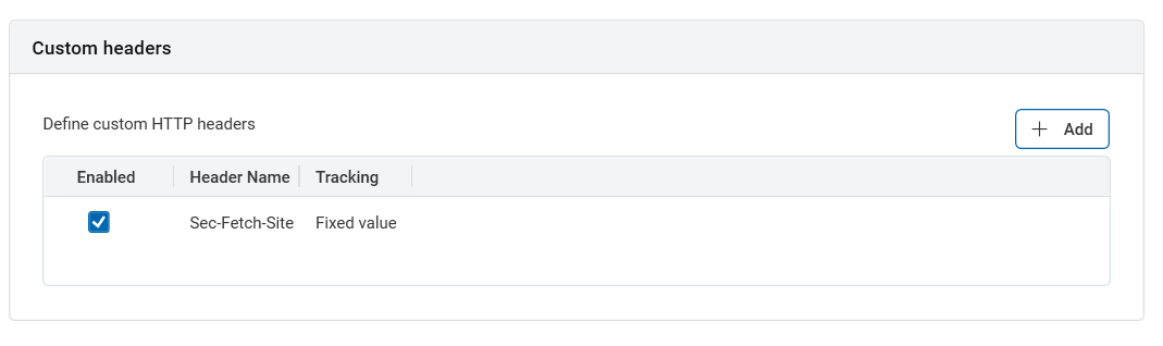 Custom headers list