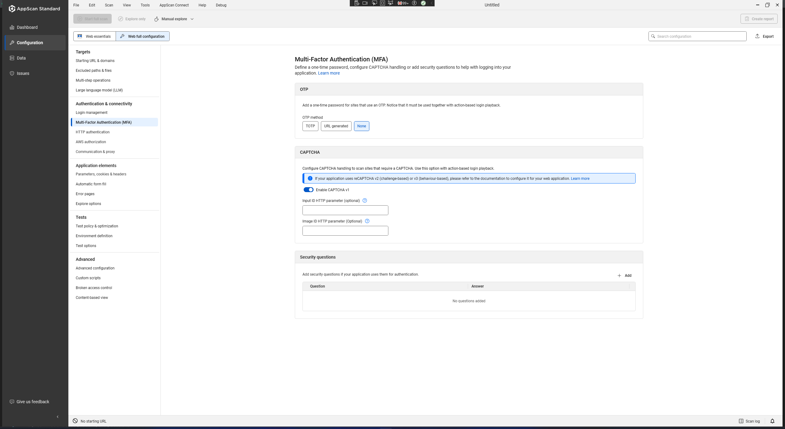 Multi-factor authentication page