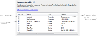 Sequence Variables pane showing tracked and untracked variables.