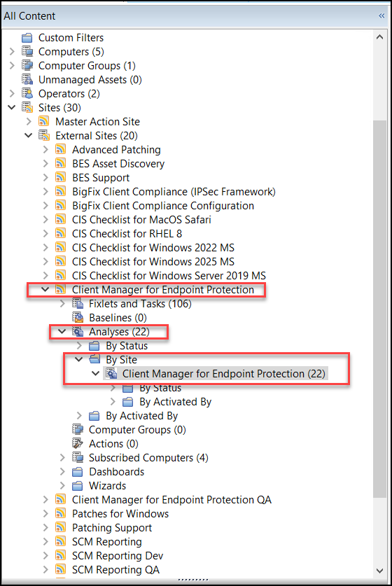 Navigation tree - Analyses