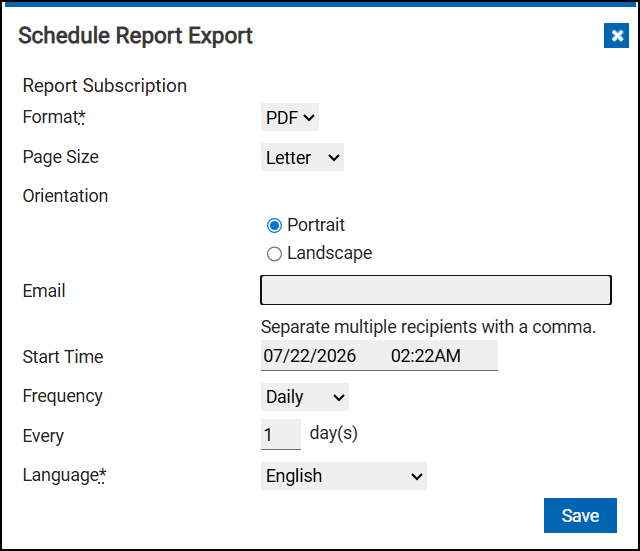 Schedule Report Export