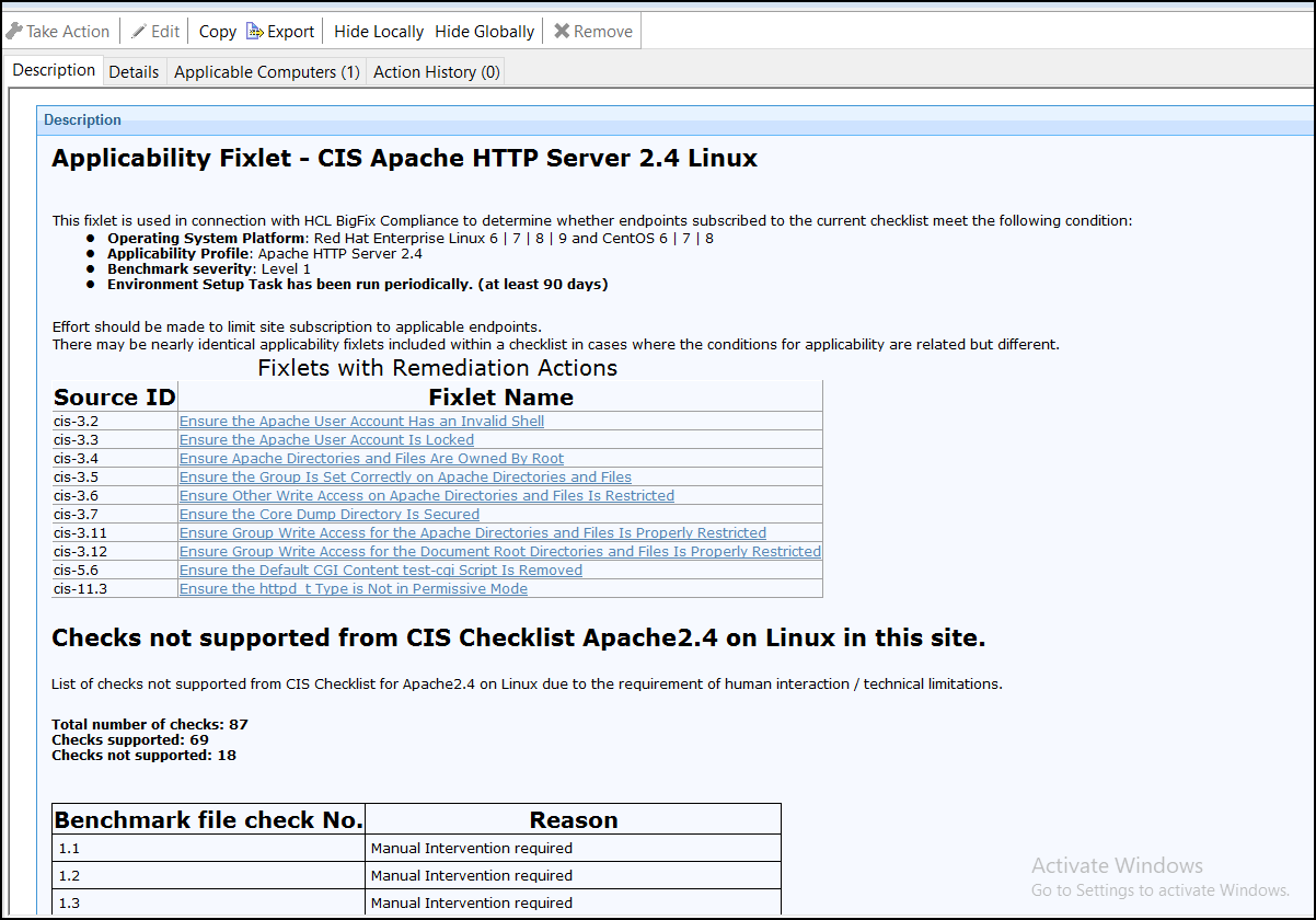 Omit list from the CIS Checklist for Apache Server 2_4 on Linux
