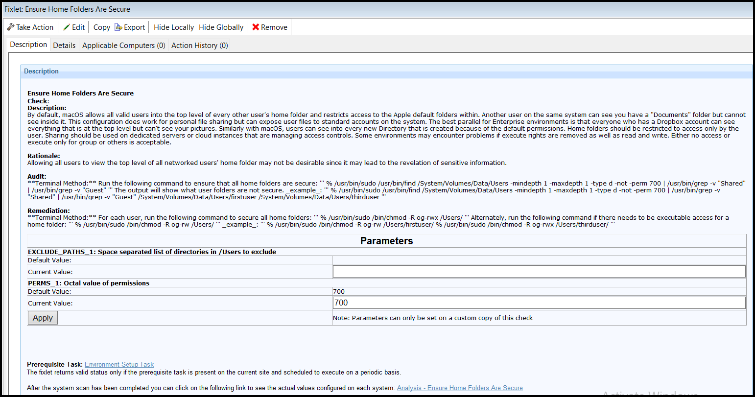 Setting up Parameterization for Fixlets