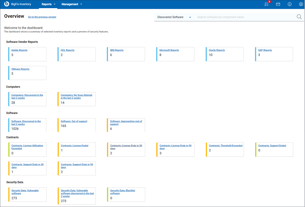 Nouveau tableau de bord par défaut