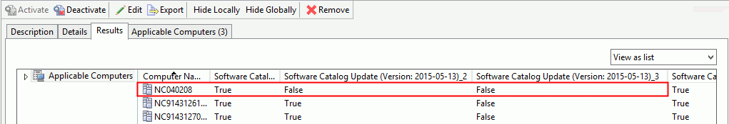 Onglet Résultats de l'analyse.
