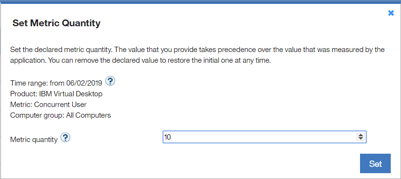 Fournir la quantité métrique