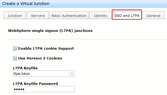 SSO and LTPA tab