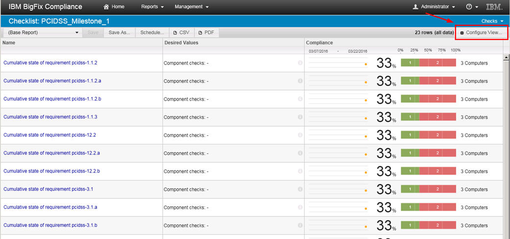 「ビューの設定」オプション