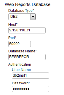 DB2 の Web レポート接続