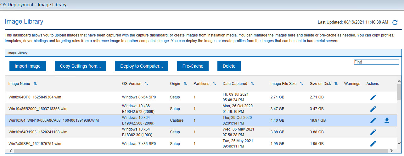 「イメージ・ライブラリー」ダッシュボード