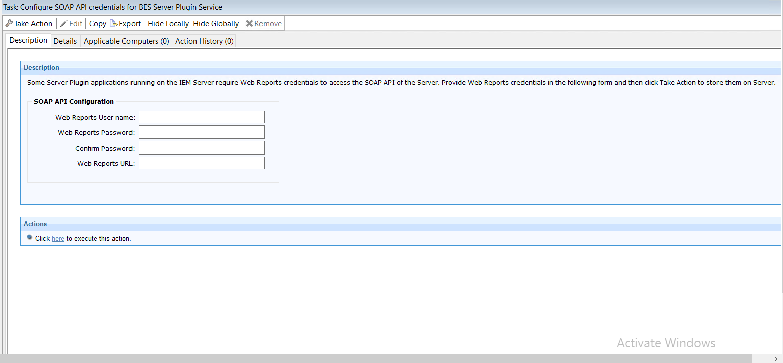 BES Server Plugin Service の SOAP API 資格情報の設定