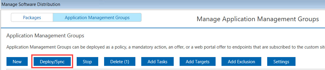 アプリケーション管理グループのデプロイ