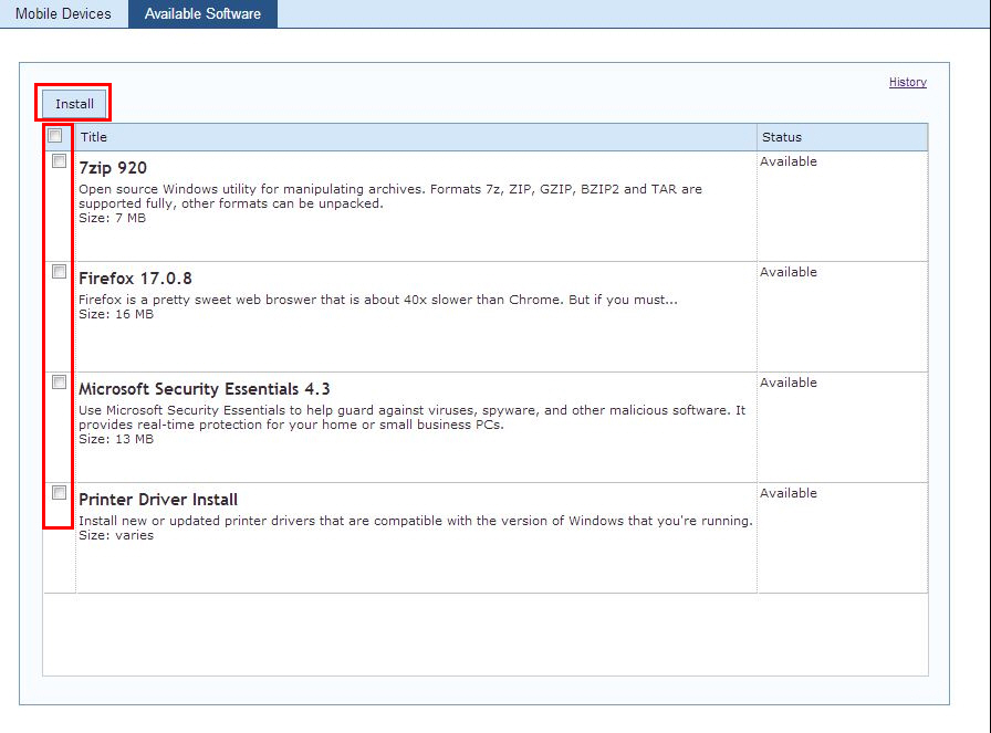 使用可能なソフトウェアのインストール