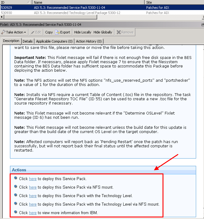 サンプルの Fixlet