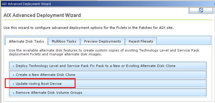 rootvg ブート・デバイスの更新