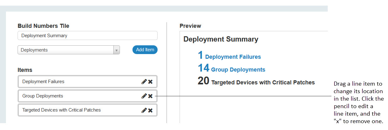 「タイルの作成」ページで実行できる編集のタイプを示す画像。