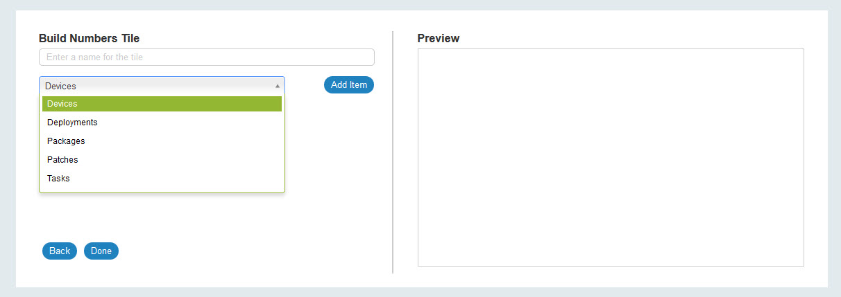 「タイルの作成」ページのオブジェクト・リストの画像。