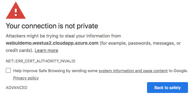 自己署名 SSL 証明書エラーの画像