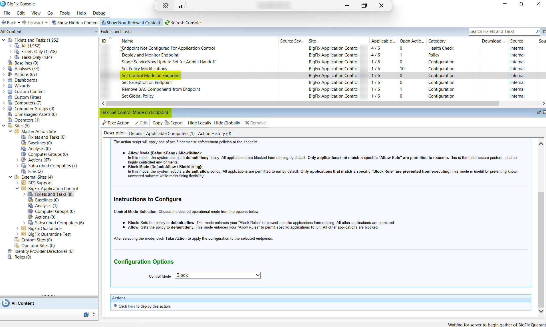 Set Control Mode on an Endpoint