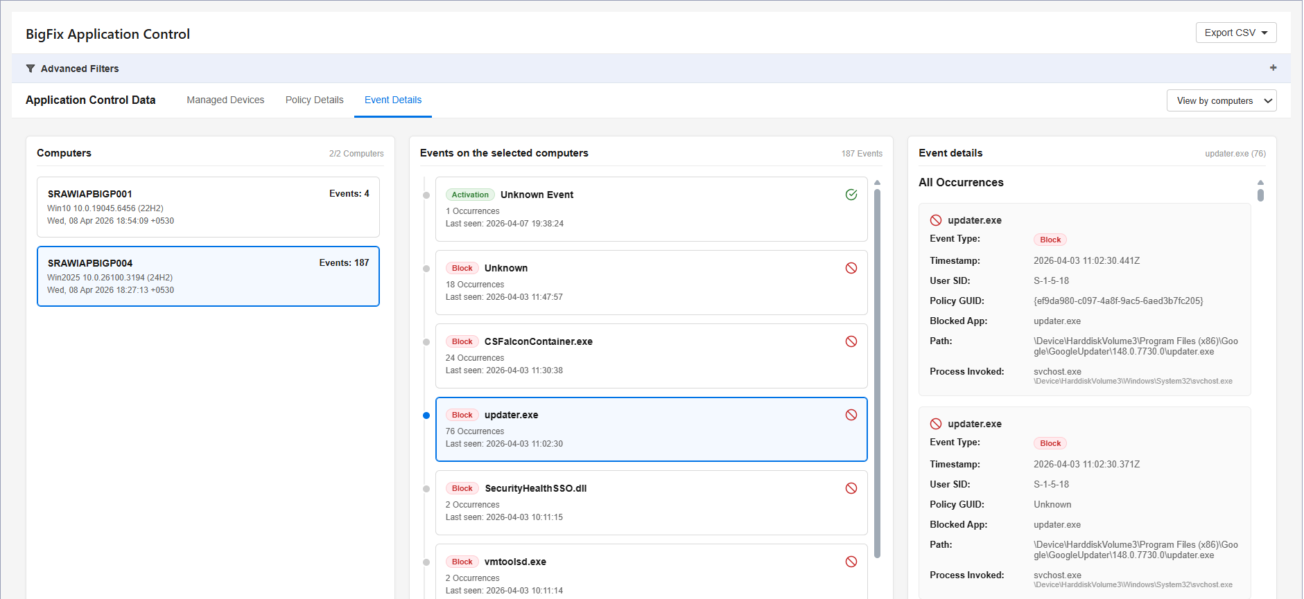 Viewing Endpoint Details using BigFix Web Reports