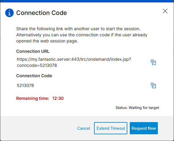 Lite Web Portal Connection Code dialog.