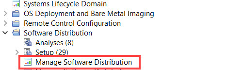 Software Distribution navigation tree