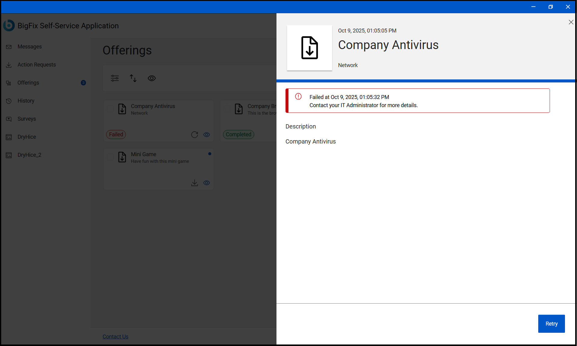 A Retry notification