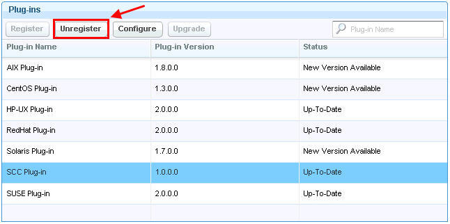 Unregister the SCC download plug-in