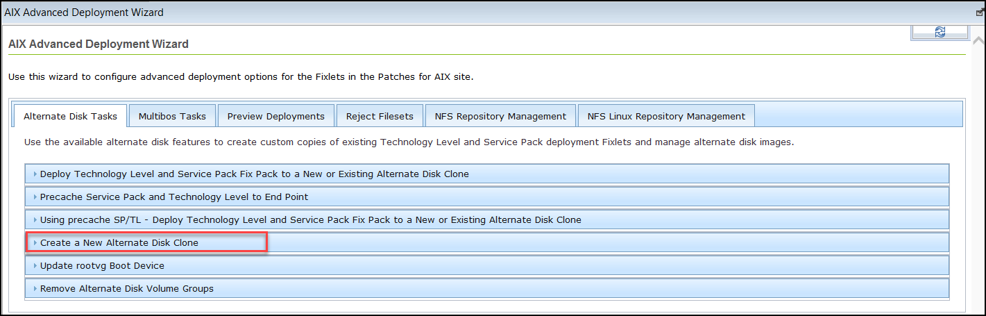 Create a New Alternate Disk Clone