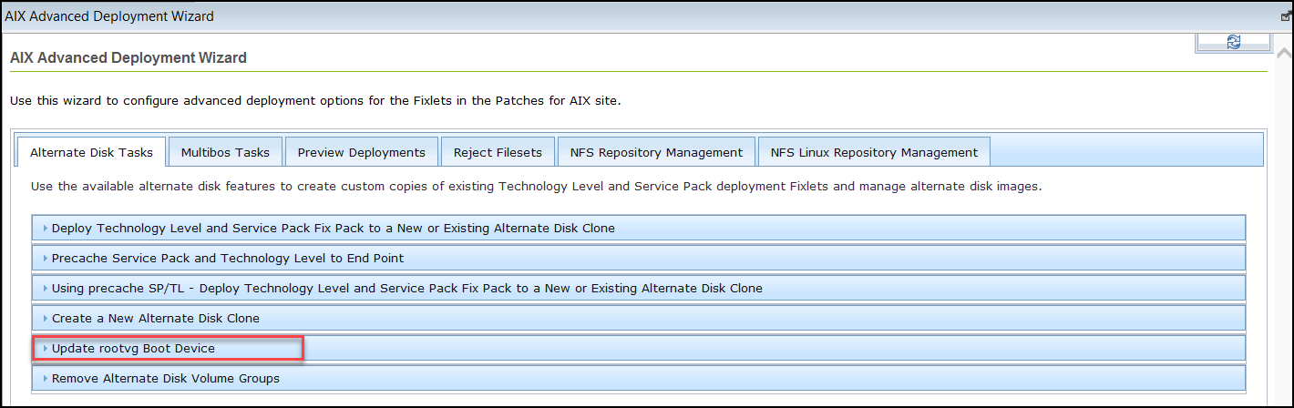 Update rootvg boot device