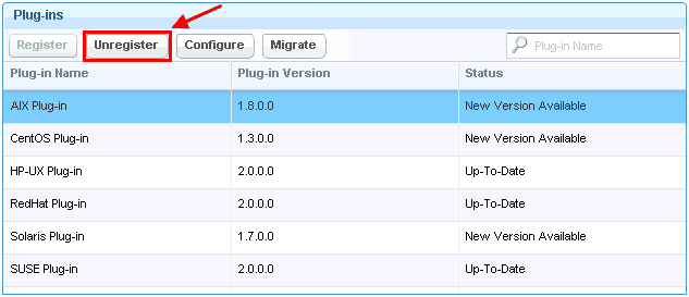 Unregister the AIX download plug-in