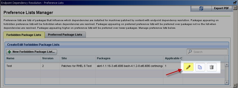 Edit Forbidden Package List