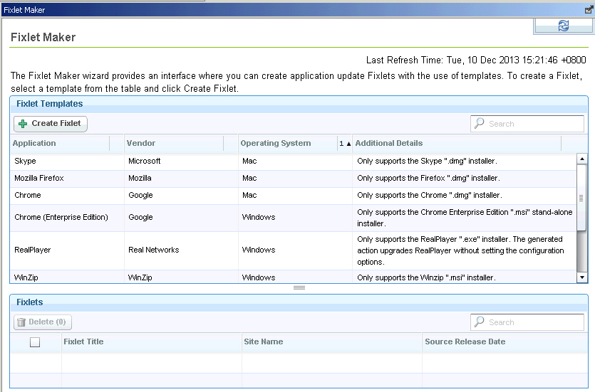 Fixlet Maker dashboard