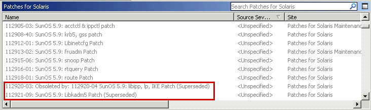 View of superseded Fixlets from the List panel