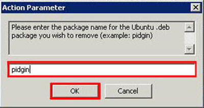 Entering the package name and clicking OK