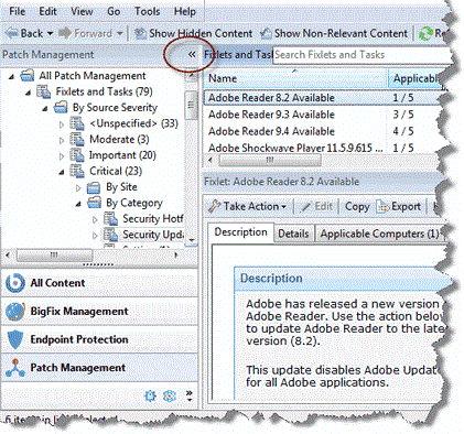 This window displays how you can minimize the Domain Panel by clicking the minimize icon at the upper right of the panel.