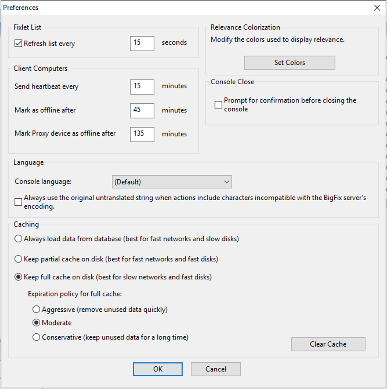 This window displays the Preferences dialog under which you can adjust certain system-wide parameters.