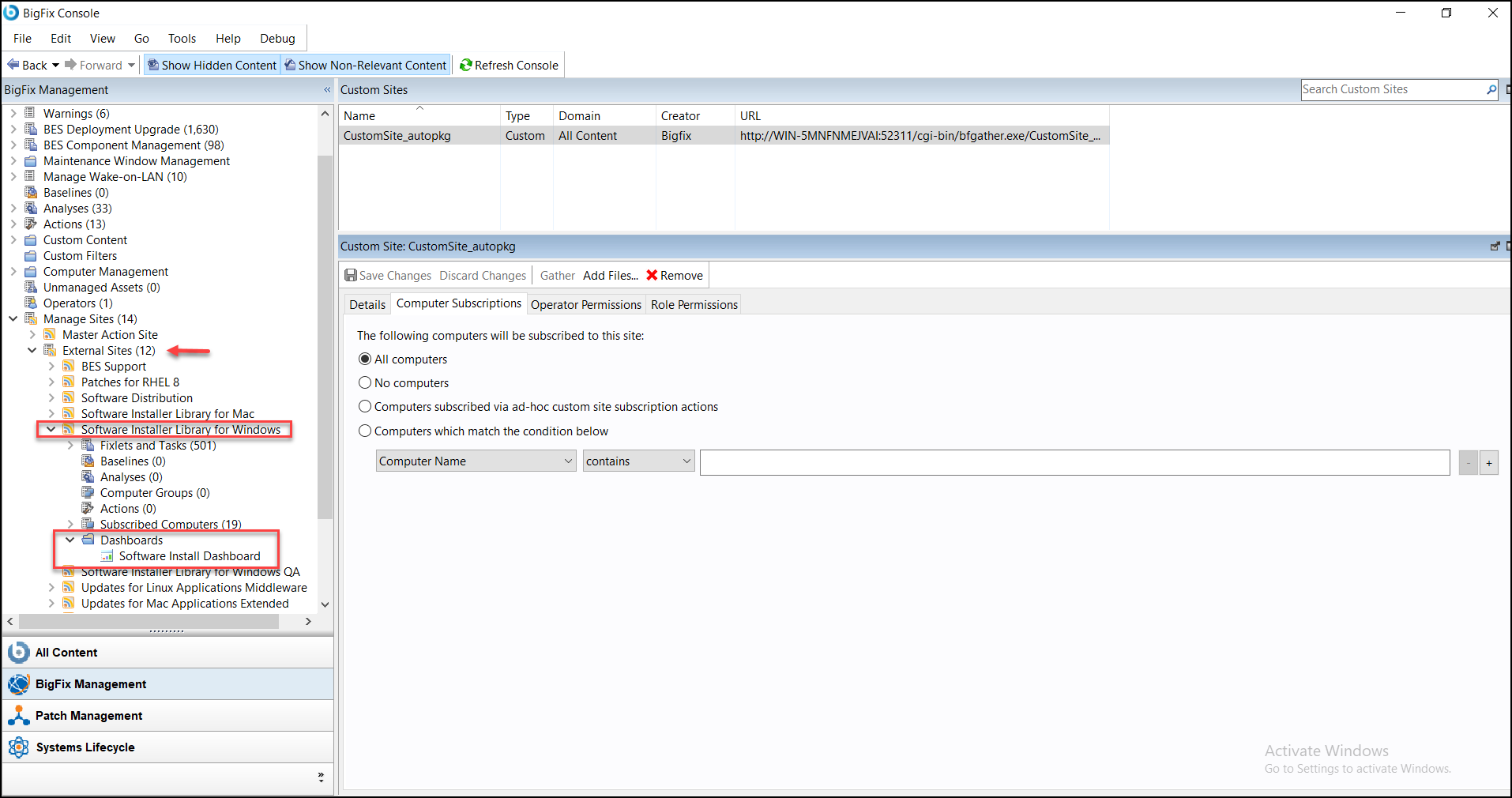 Software Install Dashboard