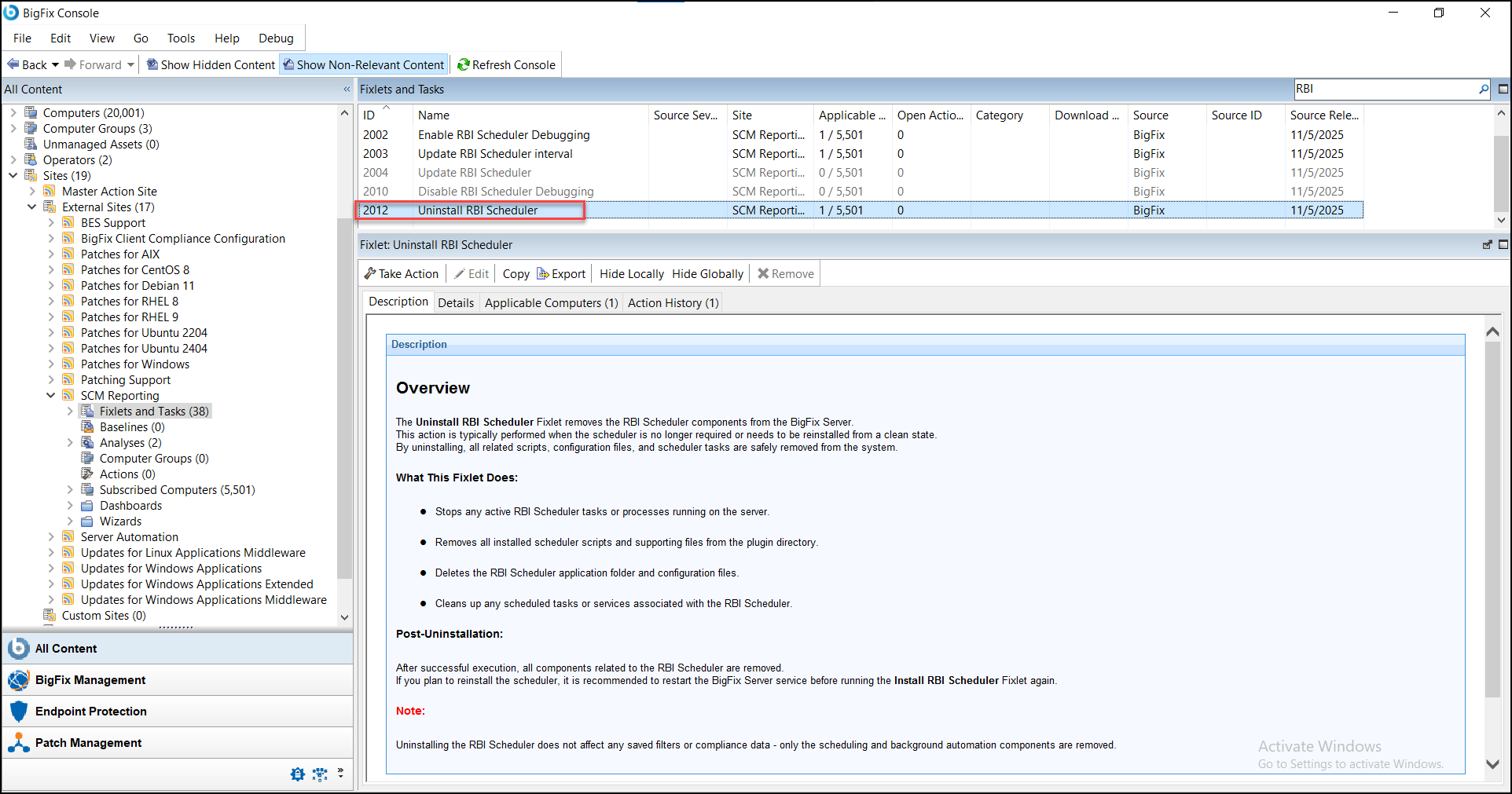Uninstall RBI Scheduler