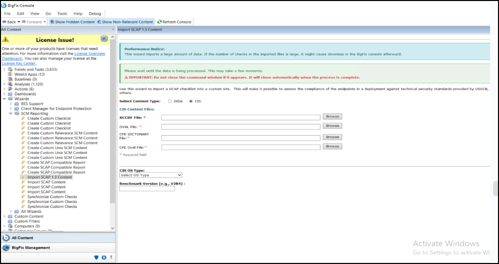 Initial Wizard Screen File Selection - CIS